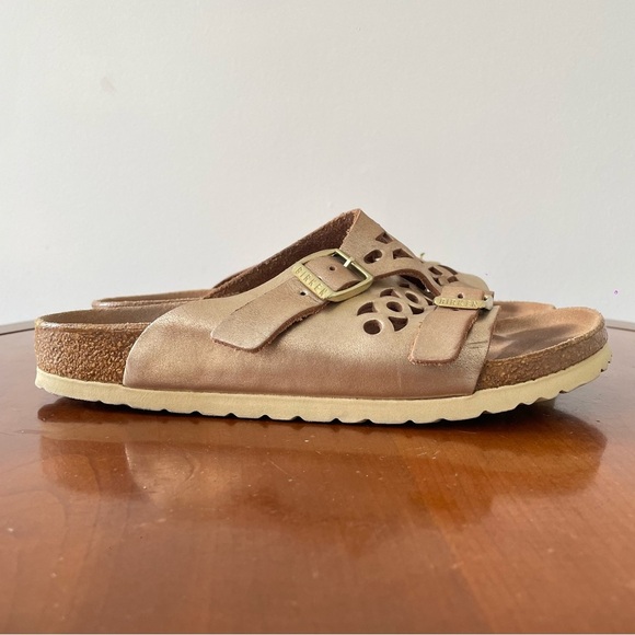 Birkenstock Bellary Metallic Gold Leather Slide Sandals | EU 37 - Picture 4 of 8